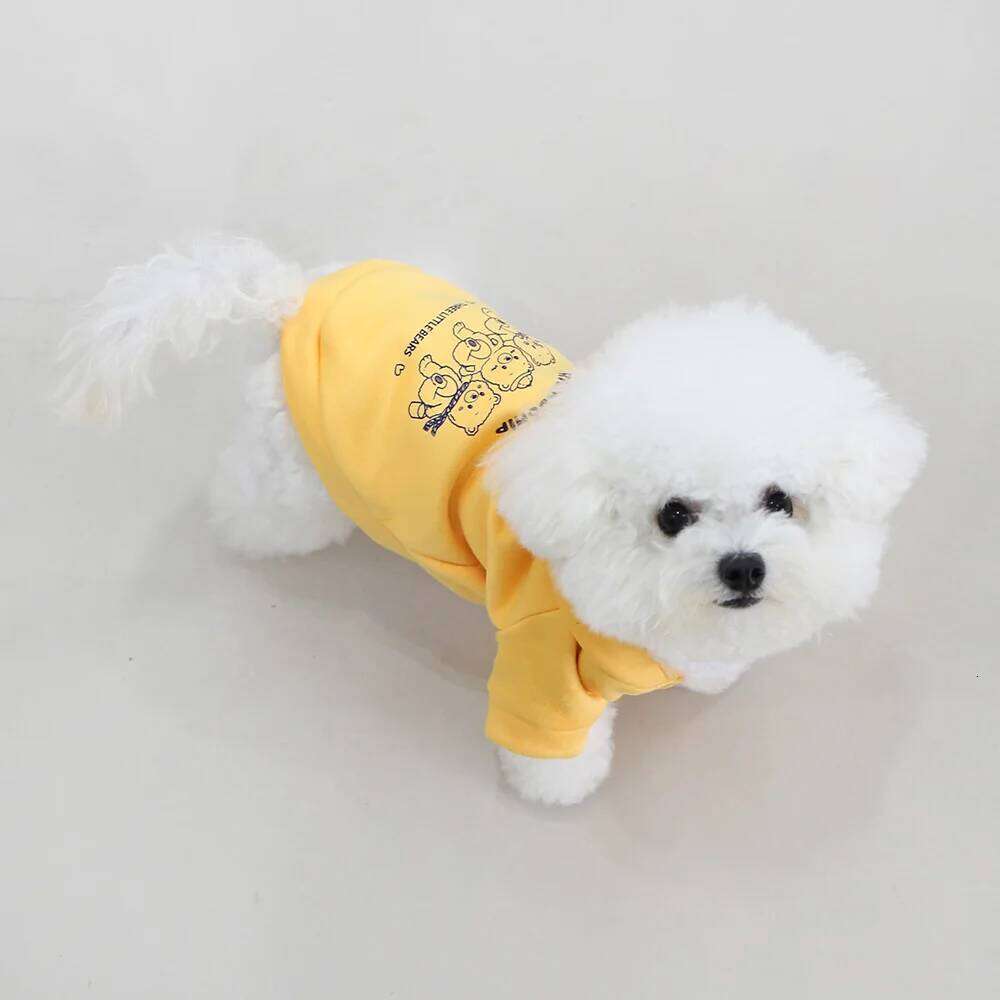 Milk silk velvet hooded cover autumn winter hoodie with teddy bear pattern traction ring for outdoor cats and dogs, 25T1226