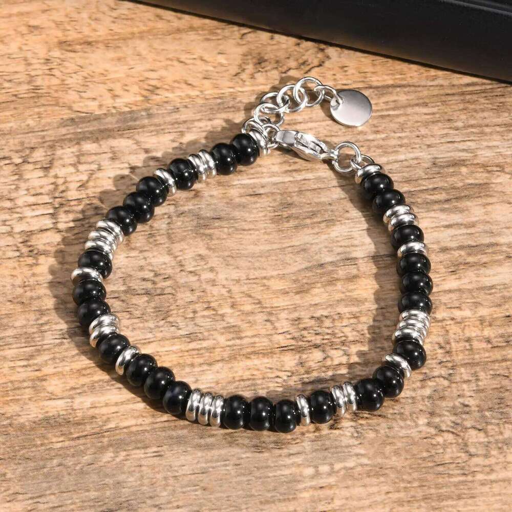 Black Onyx Beaded Bracelets Women Men Classic Tiger Eye Stones Chain Adjustable Wristband For Valentine's Day Gift 25T1226