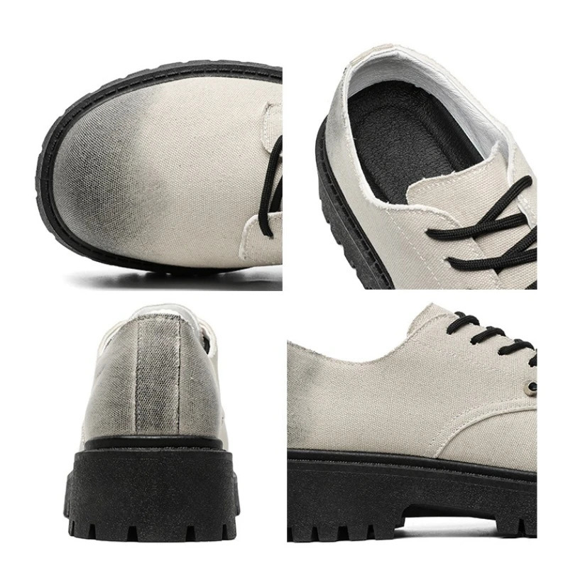 Mens Derby Shoes British-Style Big Round-Toe Chunky Platform Sneakers Original Breathable Casual Shoes for Streetwear Daily 251225