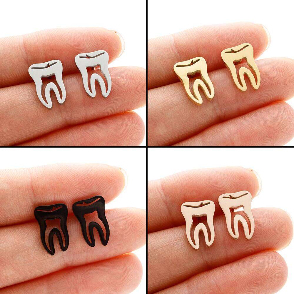 Punk Stainless Steel Dentist Tooth Stud For Women Doctor Nurse Tragus Piercing Earrings Jewelry Accessories Aretes 25H1226