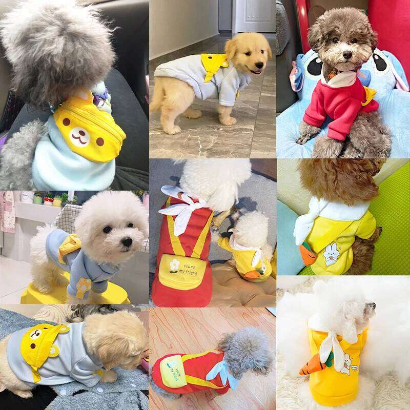 Winter Clothes Cute Cartoon Warm Hoodie Chihuahua French Bulldog Sweatshirt Puppy Outfit Coat Pet Dog Costume 25T1226