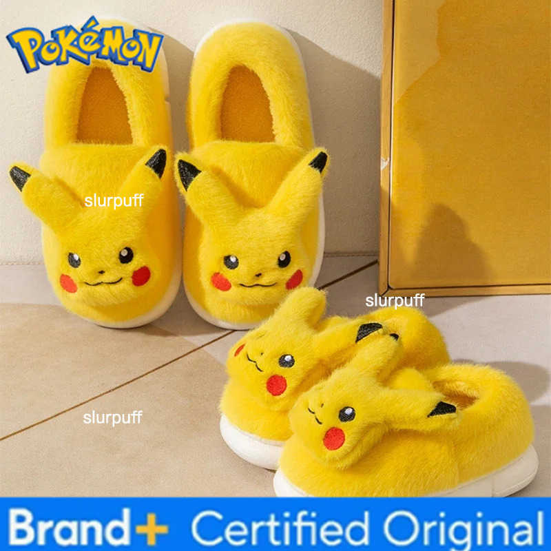 Pokemon Cartoon Pikachus Slippers Cute Non-Slip Warm Home Indoor Shoes Winter Cosplay Slipper W251226
