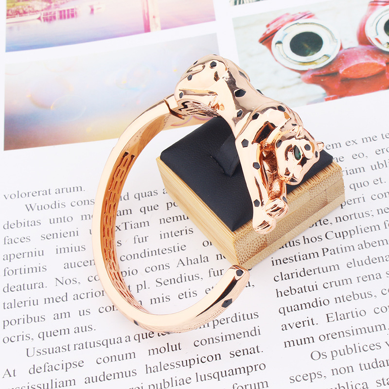 And Fashion Creative Bold Open Spot Leopard Bracelet Ring Set Smooth Resin Personalized Trendy Jewelry