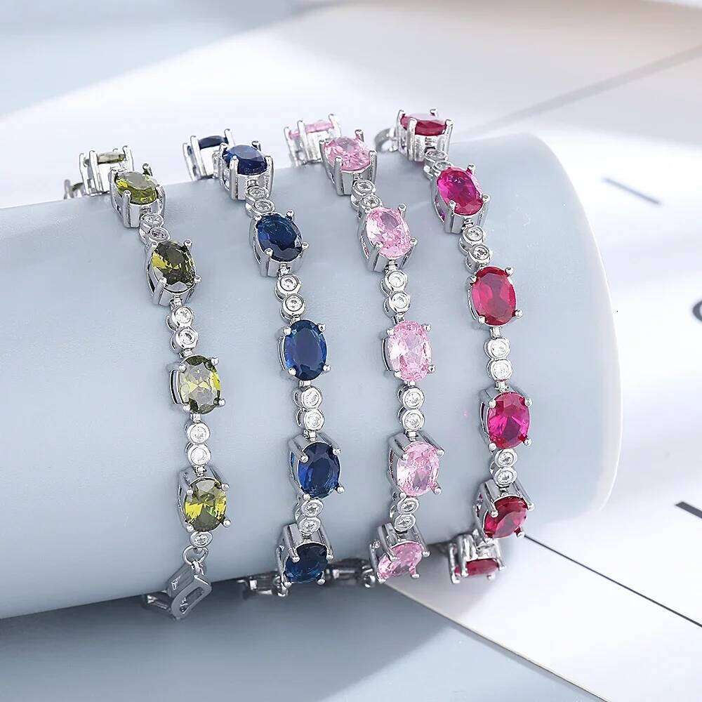 Topaz Bracelets Female Real Silver Deep Blue Sapphire Color Gemstone Bracelet for Student Girl Birthday Gift 25T1226