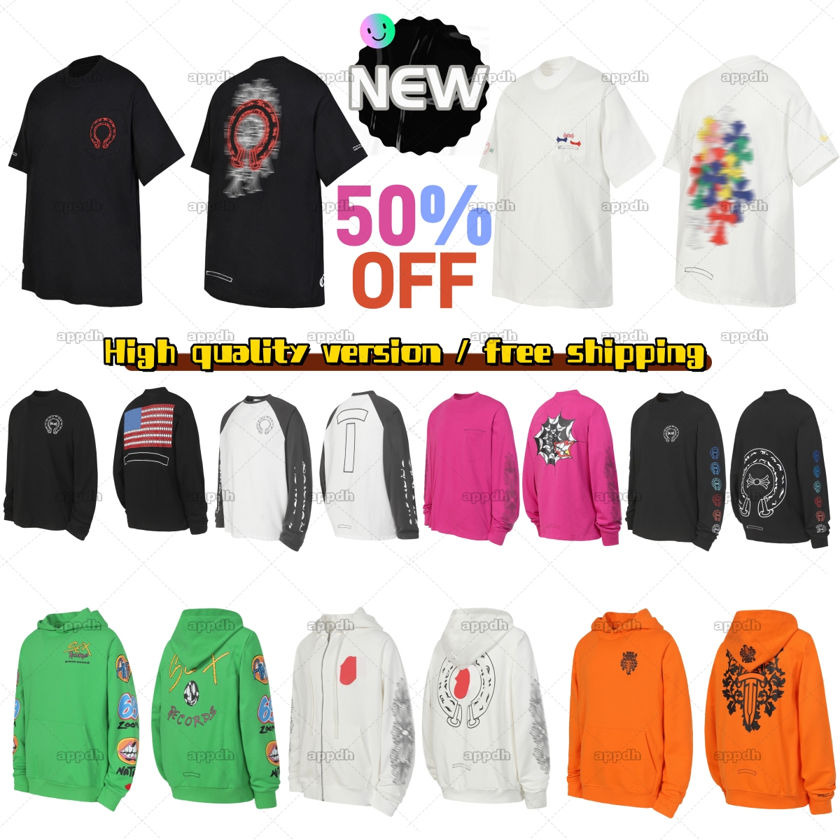 designer hoodie Chrome Hoodie Mens hoodies Hip Hop Horseshoe Sanskrit Cross Zipper Hoody Pullover Hooded Cardigan Loose size s-2xl