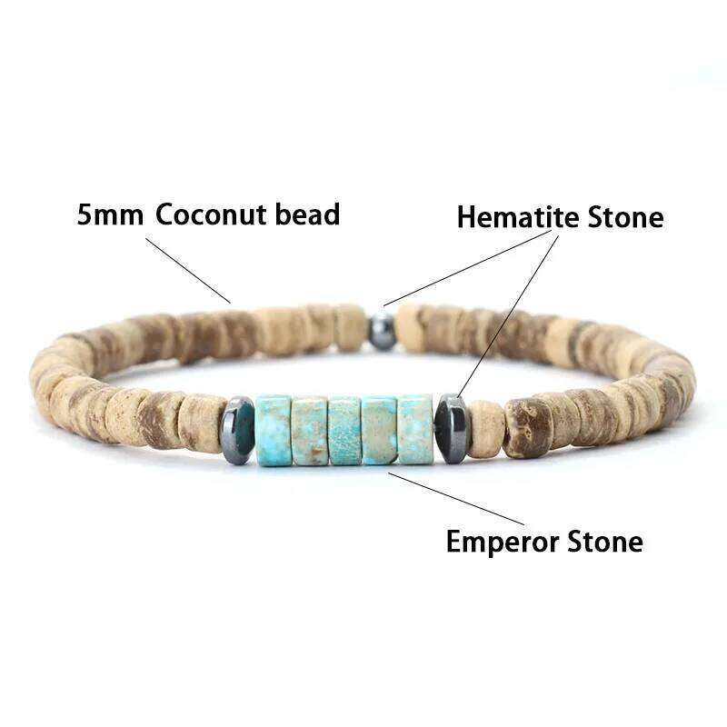 2Pcs Natural Coconut Husk Beads Bracelet Set Grade A Emperor Stone Strand Braslet Outdoor Sports Camping Cycling Accessories 25T1226