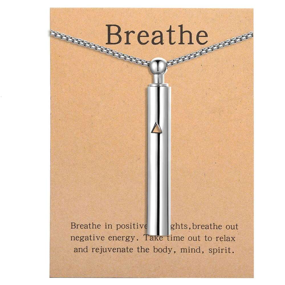 Anxiety Mindfulness Breathing Breathlace Breathe Easy Stainless Steel Pendant Necklace for Natural Calm & Stre 25N1226