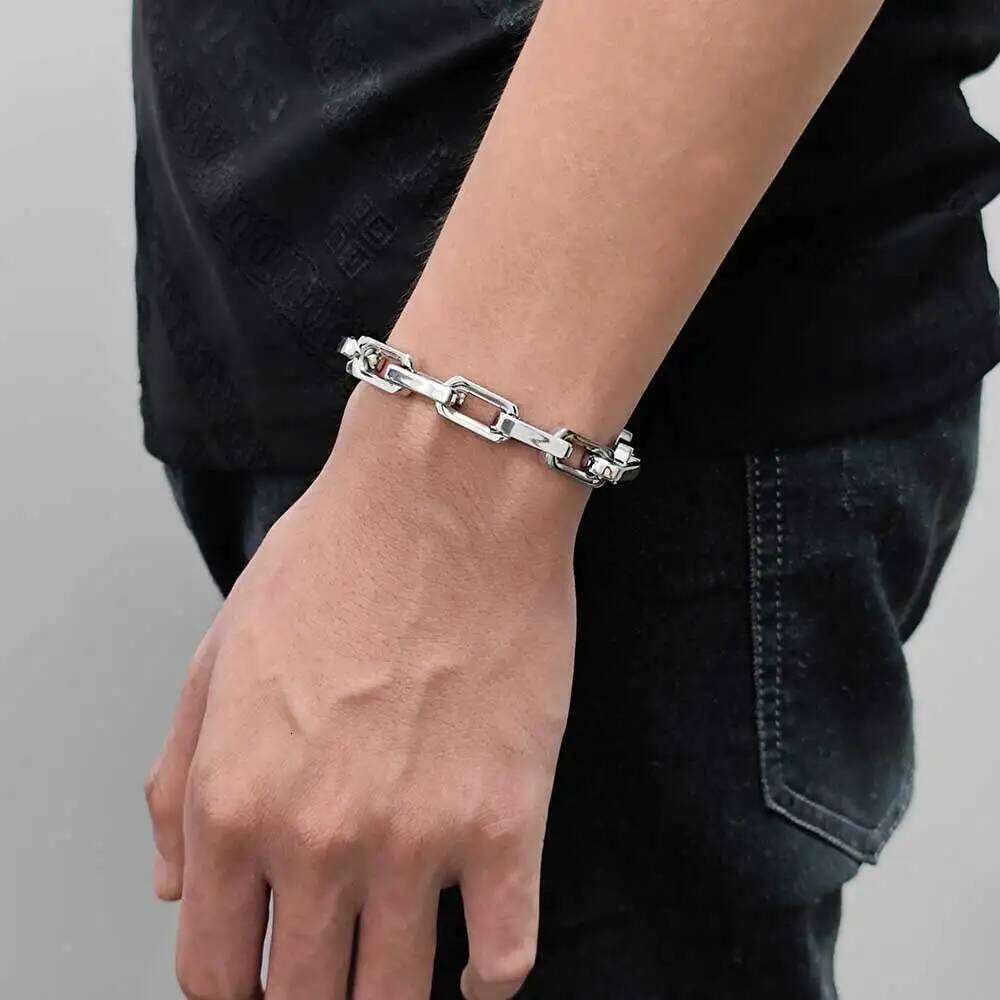 jewelry Fashion Stainless Steel PVD Plated Cuban Bracelet Hip Hop Jewelry Cool Square Bamboo Joint Chain Man Women Gift
