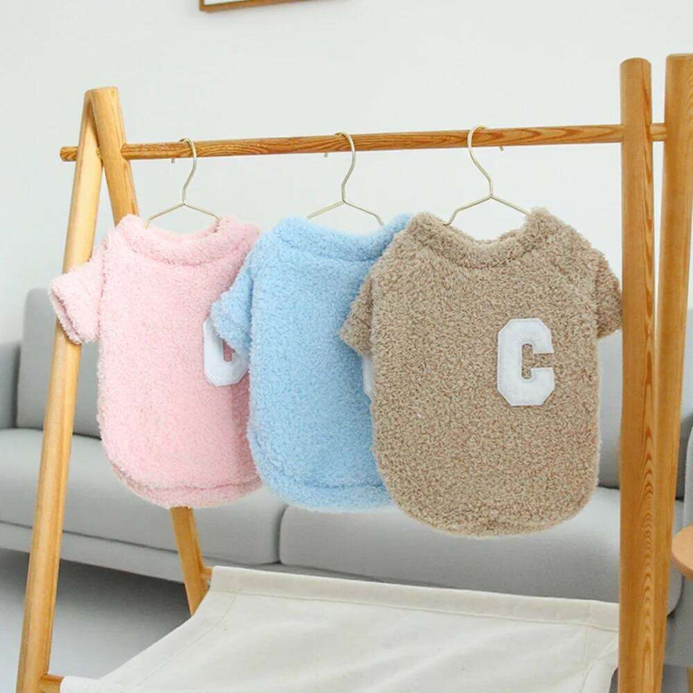 Pet cloud warm clothing dog thick double-sided fleece simple C-shaped hoodie 25T1226