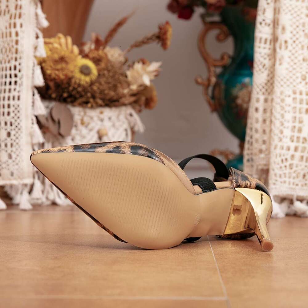 Women S Leopard Print Cross Stiletto Heels Glam Style Pointed Toe Lace Up With TPU Sole And Man Made Materials For All Seasons Versatile Sandals Criss