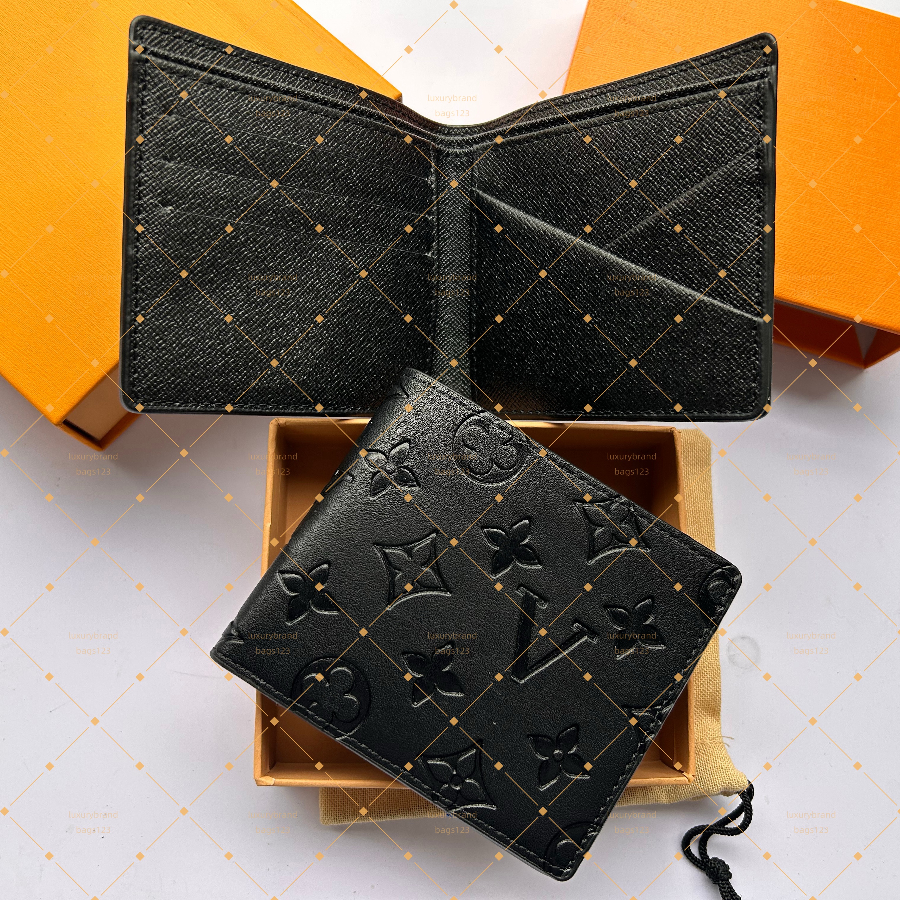 Top Luxury Leather Purse Wallets Fashion Designer Wallets Retro Handbag for Men Classic Card Holders Coin Wallet Famous Wallet with orange box a1