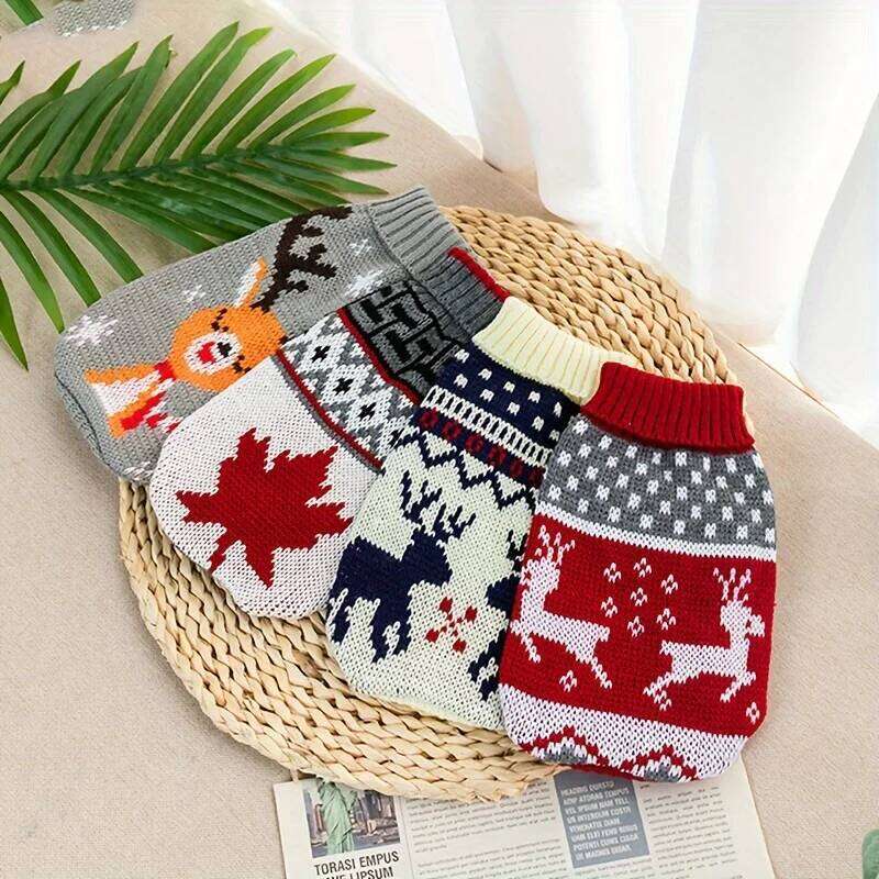 Christmas Style Dog Sweater New Year Costume Cat Cute Knitted Wool Puppy Clothes Warm Soft Winter Apparel For Medium Pet 25T1226