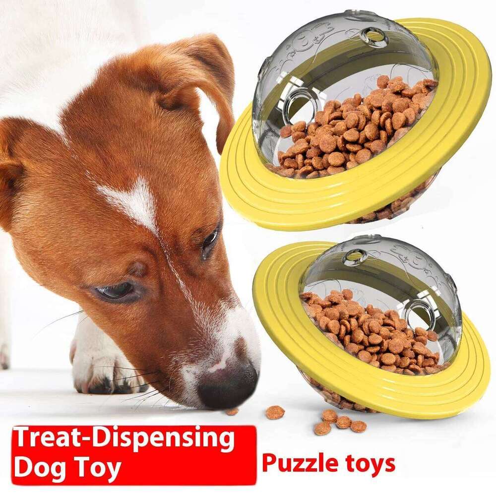 Chew Proof Flying Saucer Dog Toy - Unbreakable UFO Treat Dispenser Wobble Ball Food Feeder for Powerful Chewers 25N1226