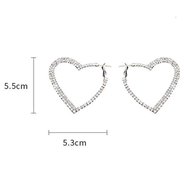Y2k Accessories Shiny Peach Heart Hoop Korean Fashion Crystal Love Earrings for Women Punk Aesthetic 2000s Jewelry 25H1226