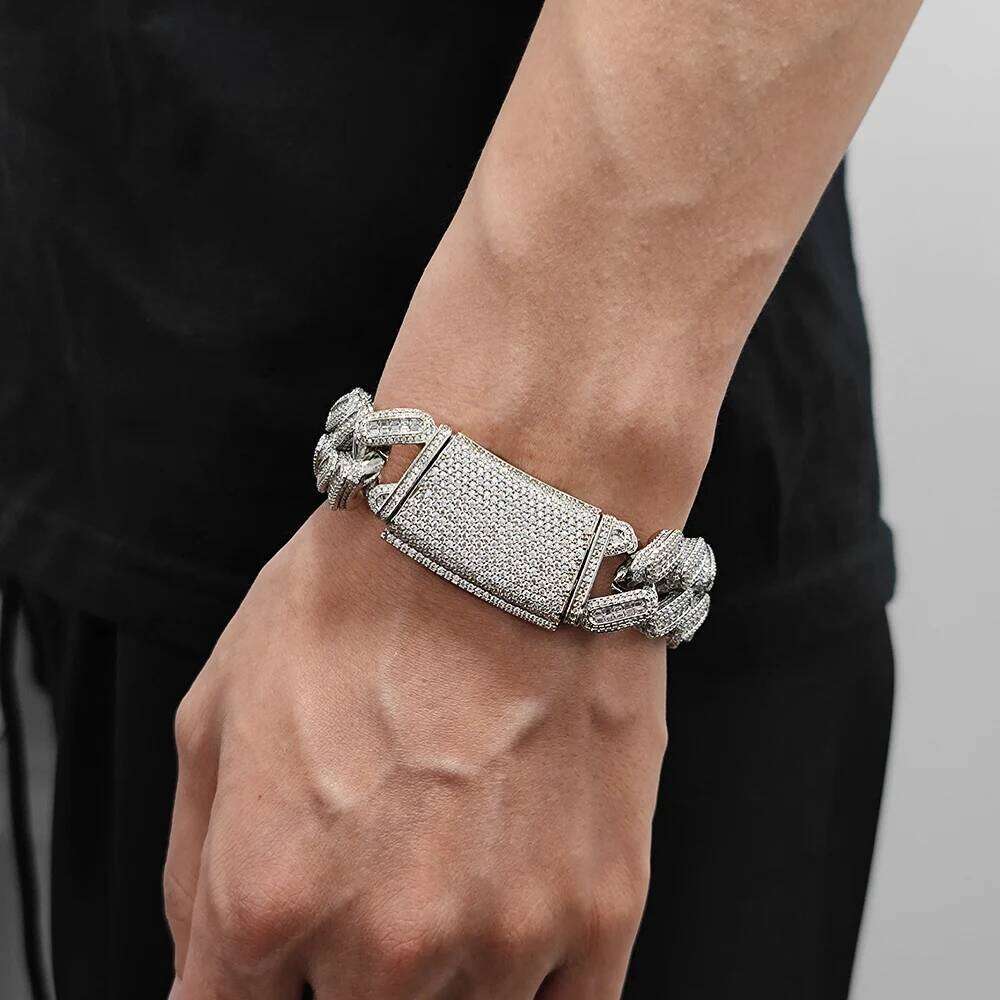 jewelry 18mm Mixed Inlay Diamond Necklace Hip Hop Rose Gold Plated Big Heavy Iced Out Cuban Chain For Men Rapper Jewelry