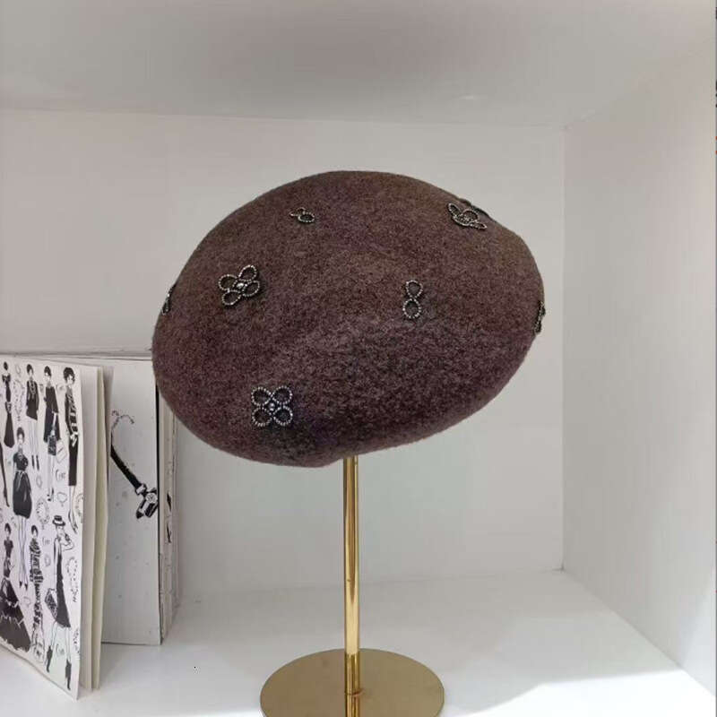 Women's Beret Cap Autumn Winter New Style Tweed Fashionable Atmosphere Face-Slimming Trendy Winter Warm Black red Beige Warm for Ladies Coats Dre