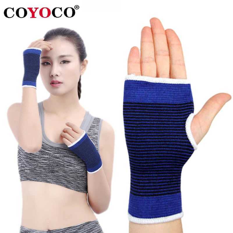 1 PC COYOCO Wristband with Palm Support Knit Warming Wrist Protector Blue Sports Brace M251226