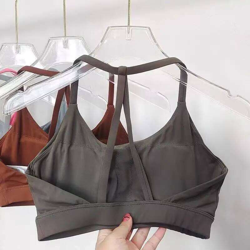 Beautiful Back Sports Underwear Women's Thin Shoulder Hanging Neck Strap Naked Feel bra Yoga Bra Fitness Training Tank 25T1226