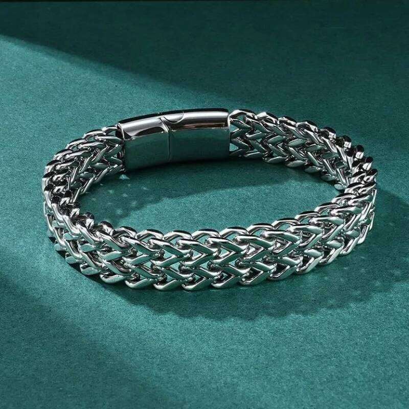 HNSP 10MM Stainless Steel Bracelet For Men Jewelry Hidden Locks Hand Chain 19/21/23CM Size Accessories 25T1226