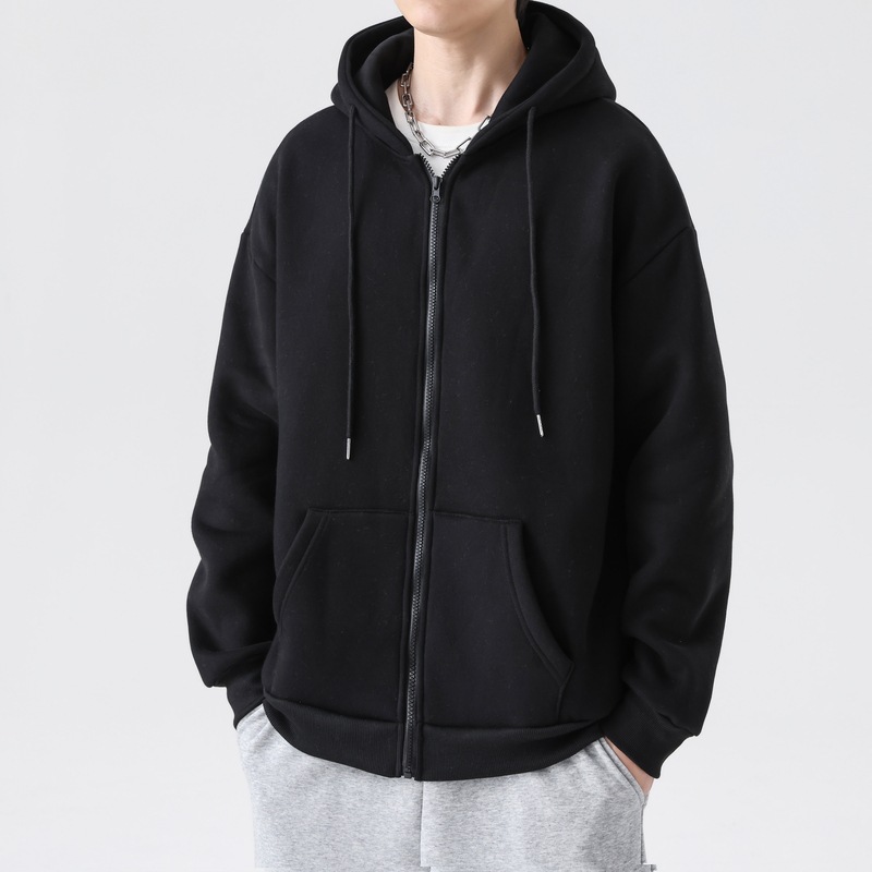 American Hoodie Jacket for Men, Fall Teenager Vintage Heavyweight Zip-Up Cardigan, Casual & Versatile Sweatshirt