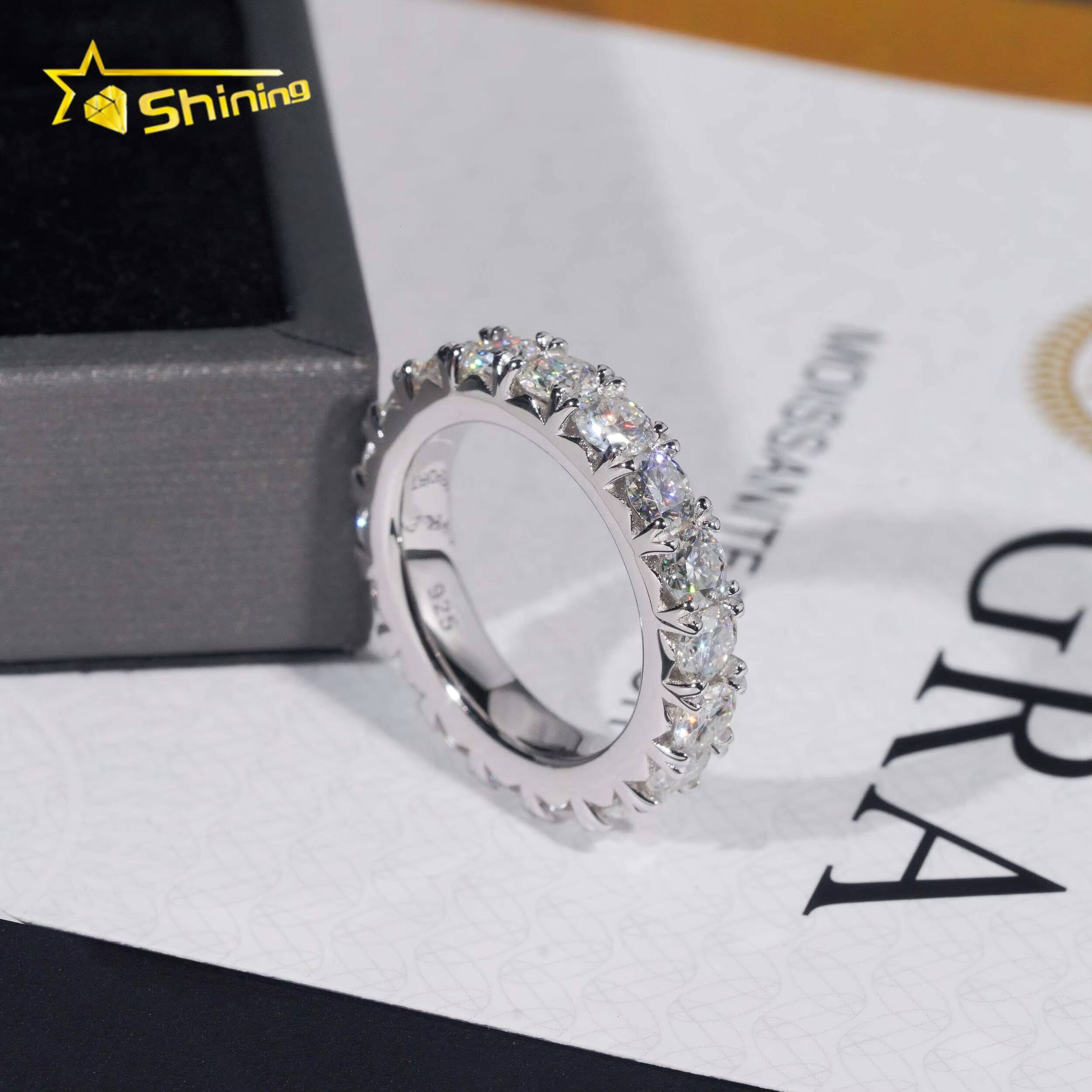 Pass Diamond Tester Silver 925 Vvs Moissanite Lab Diamond Hip Hop Iced Out Jewelry Band Ring