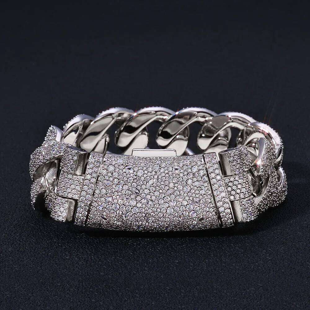 jewelry Hip Hop Jewelry 22mm Miami Cuban Bracelet Fully Iced Out Mixed-cut Round and Irregular-shaped Diamonds Chain