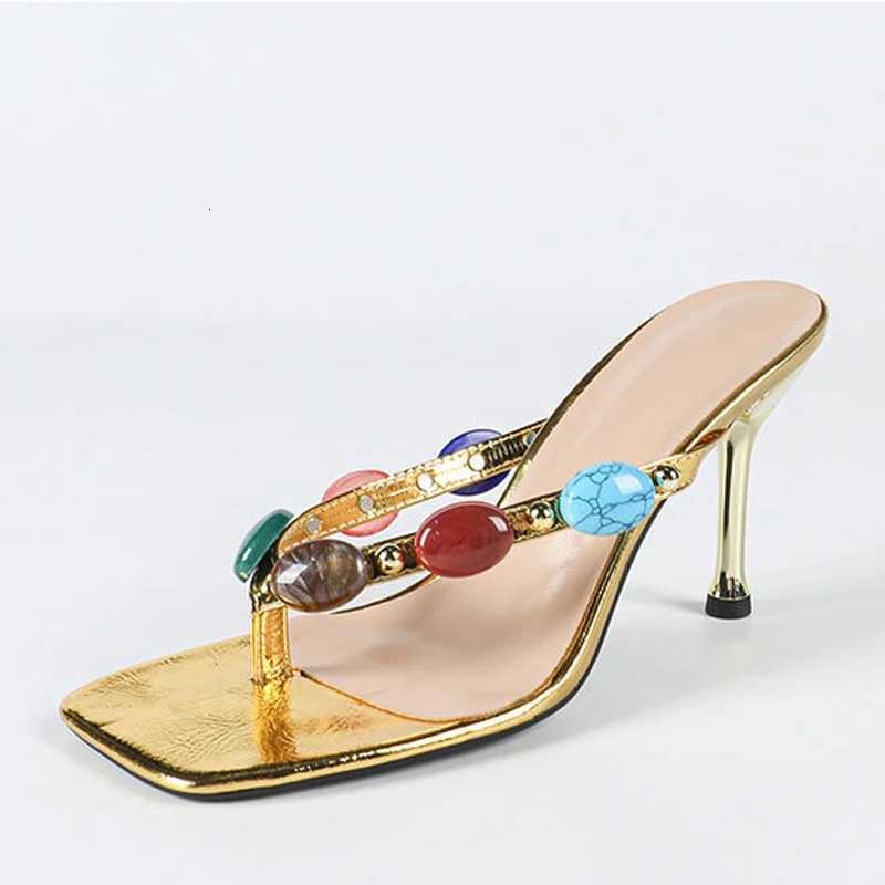 New Trend Summer Square Clip Toe Women Slippers Low Heels Casual Party Flip Flops Shoes Mules Slide Female Gladiator Sandals Z251226