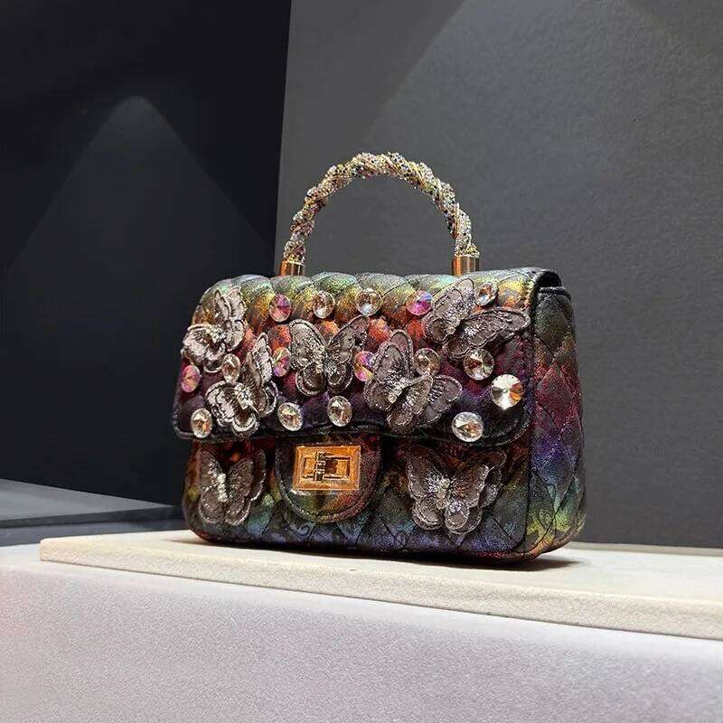2025 Rhinestone Women Summer Fashion Shoulder Crossbody Bag Diamond Chain Quilted Handbag