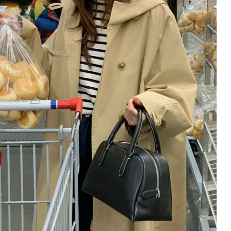 Spring Autumn Women Loose Fit Lined Outerwear Female Hooded Windbreaker Jacket Ladies Fashion Long Sleeves Trench Coat 251222