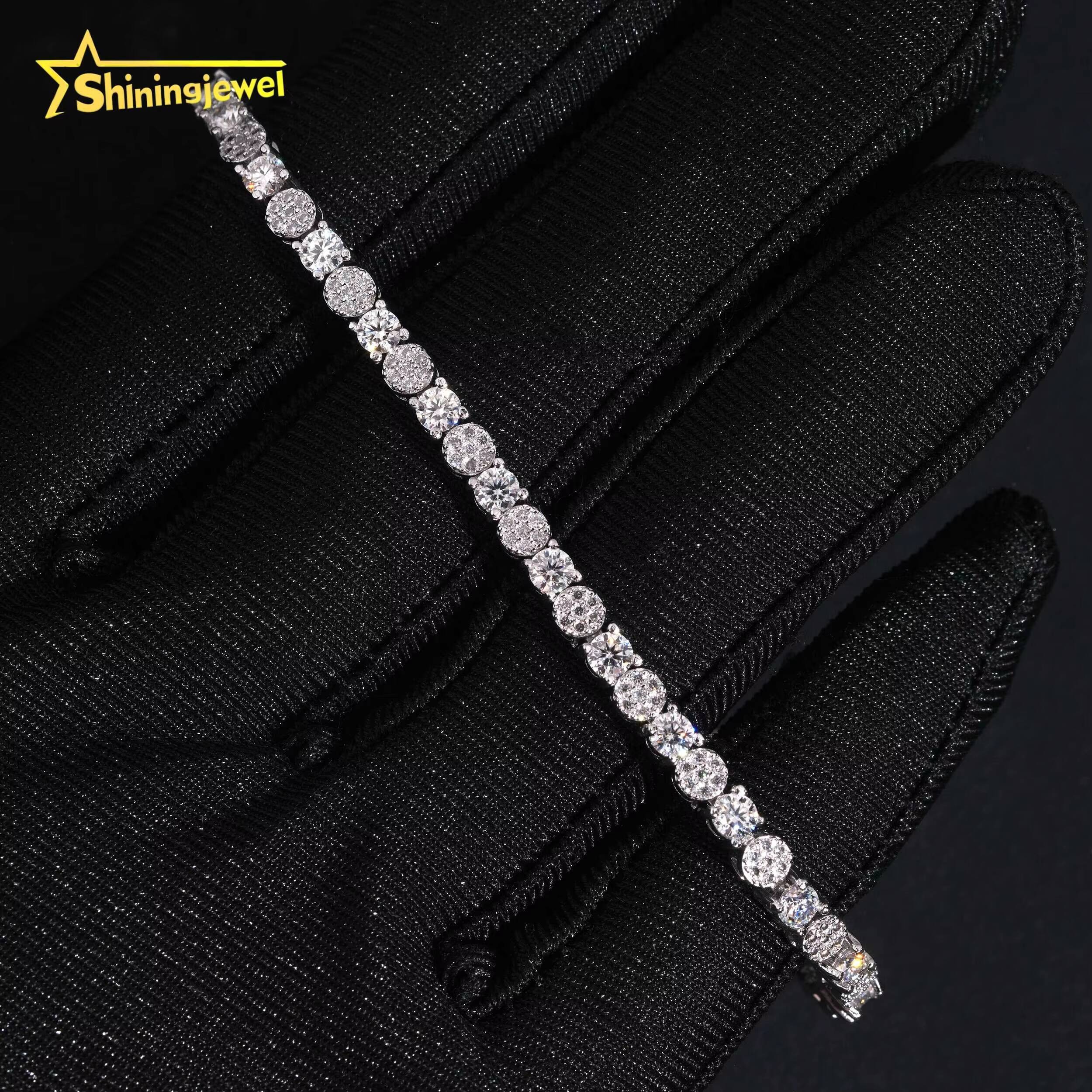 Unique Iced Out Elegant Moissanite Jewelry Hip Hop High Quality 38mm S925 Tennis Bracelet