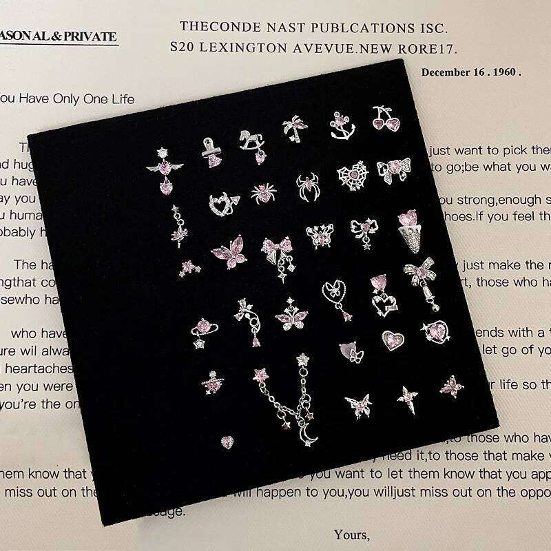 1 PCS Korean Style Cute Pink Zircon Crystal Ear Bone Nail 316L Stainless Steel Kpop Earrings for Women Cartilage Jewelry Gift 25H1226