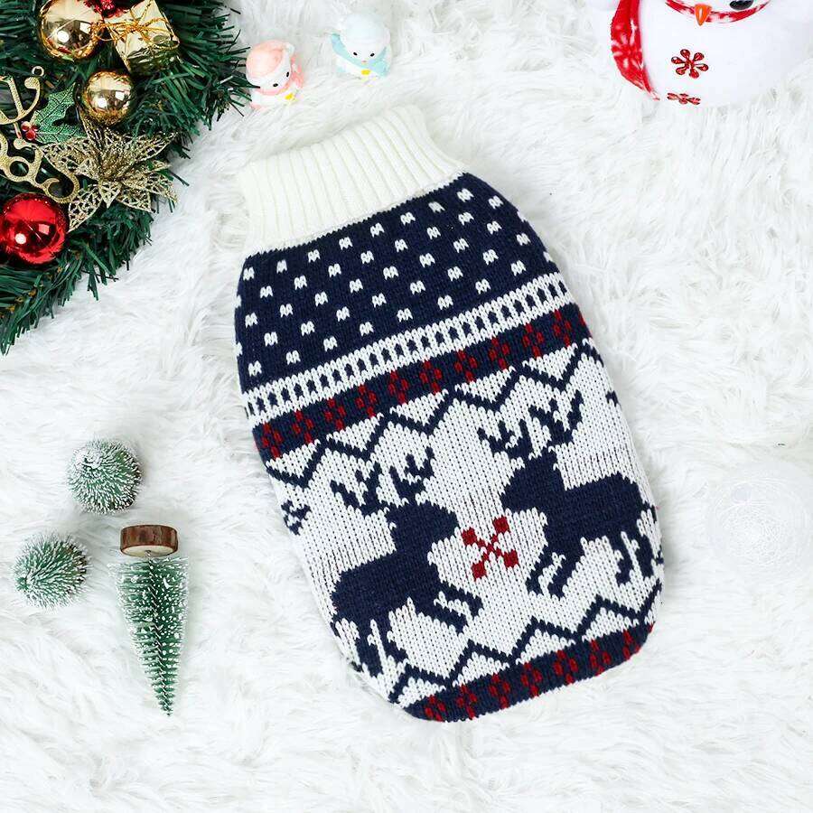 Christmas Sweaters Pet Winter Knitwear Xmas Clothes Classic Warm Coats Reindeer Snowflake Argyle Sweater for Kitty Puppy Cat 25T1226