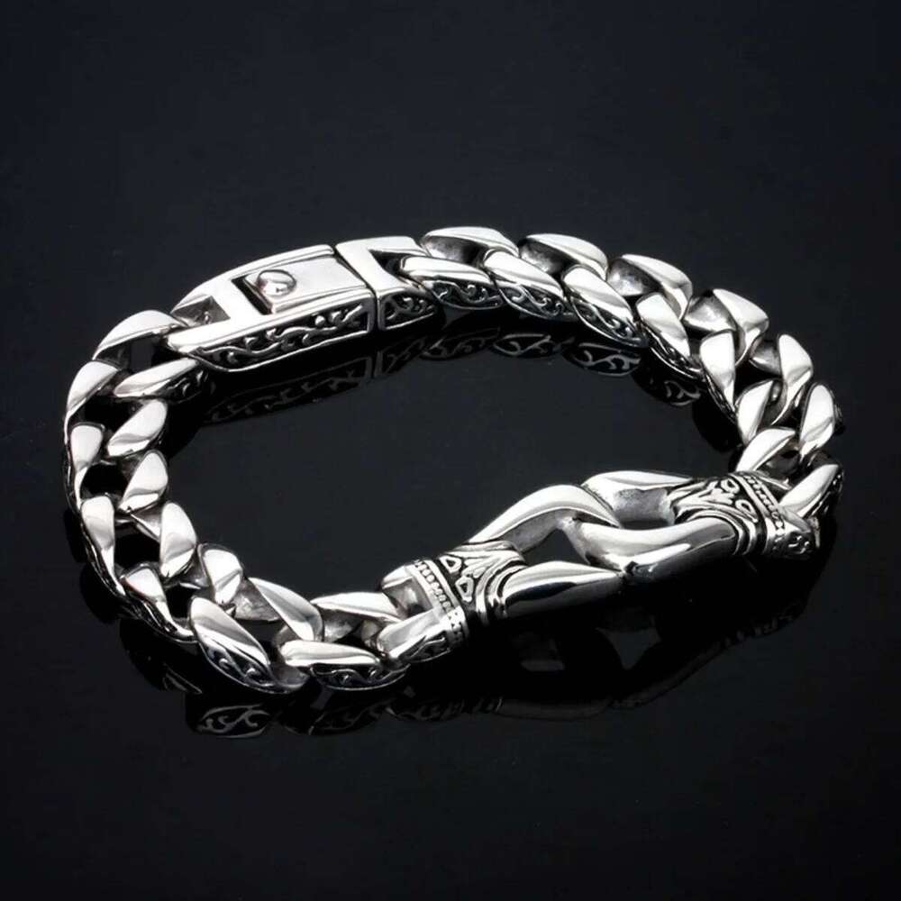 Punk Silver Color Bracelet - Stainless Steel Jewelry for Men, Hypoallergenic Gift & Party Bangles Chain Accessories 25T1226