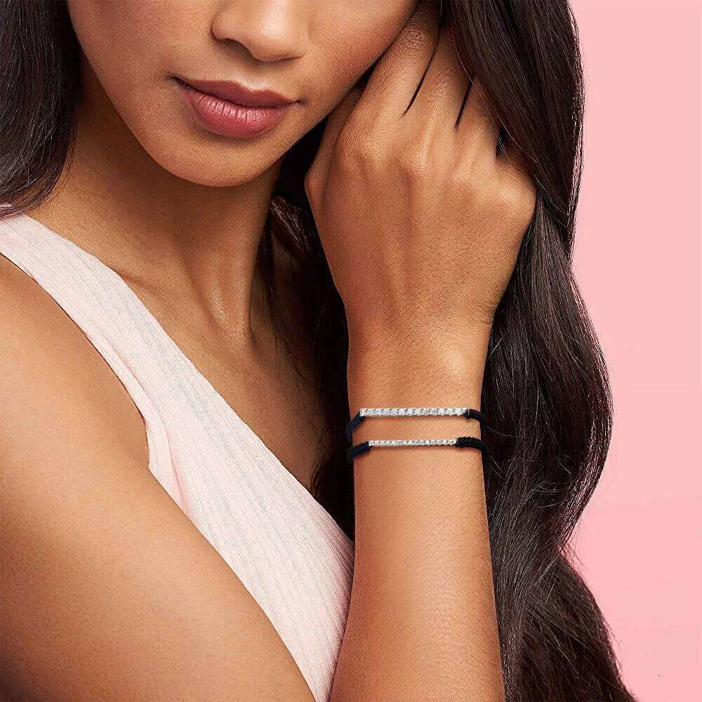 Gourch 2/3mm Adjustable Braided Rope Moissanite Bracelet Lab Grown 925 Sterling Silver Fine Jewelry for Women Men Party Gift 25T1226