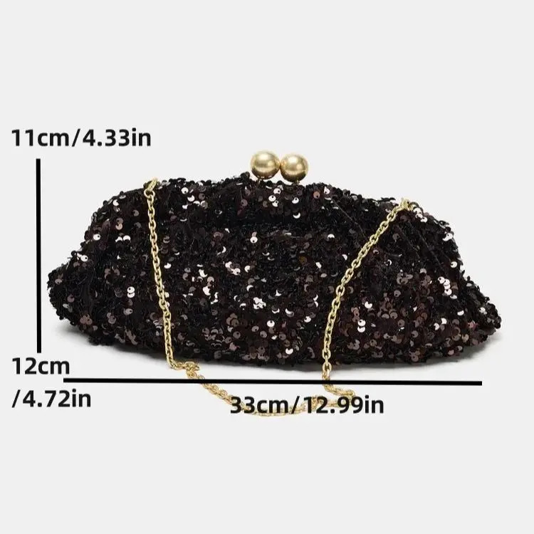 SEQUIN CLUTCH er Handbag for Ladies Elegant Spacious Clip bag with Chains Womens Fashion Shoulder Bag 251223