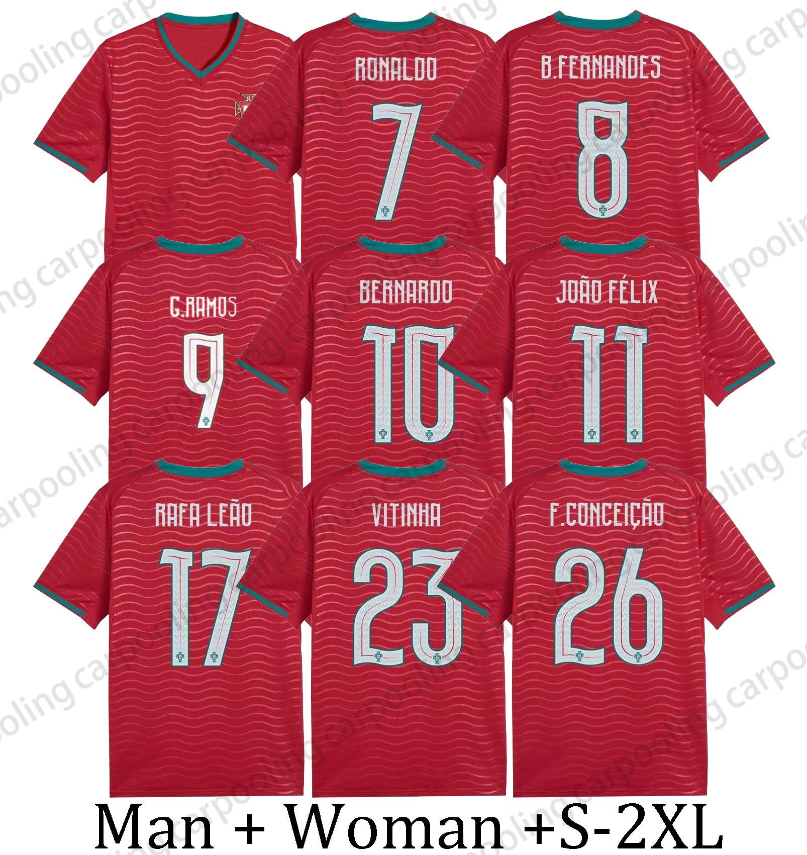 2026 World Cup Portugal Soccer Jersey No.7 Ronaldo National Team Players Fan Edition Replica Edition Jersey Unisex Adult Football Training Jersey