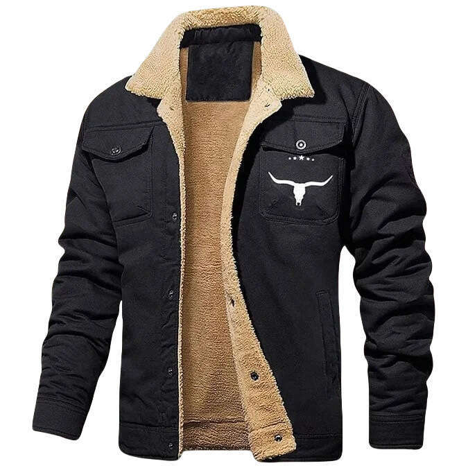 Cross-Border Autumn Winter New Youth Furry Workwear Casual Printed Jacket Men's Coat
