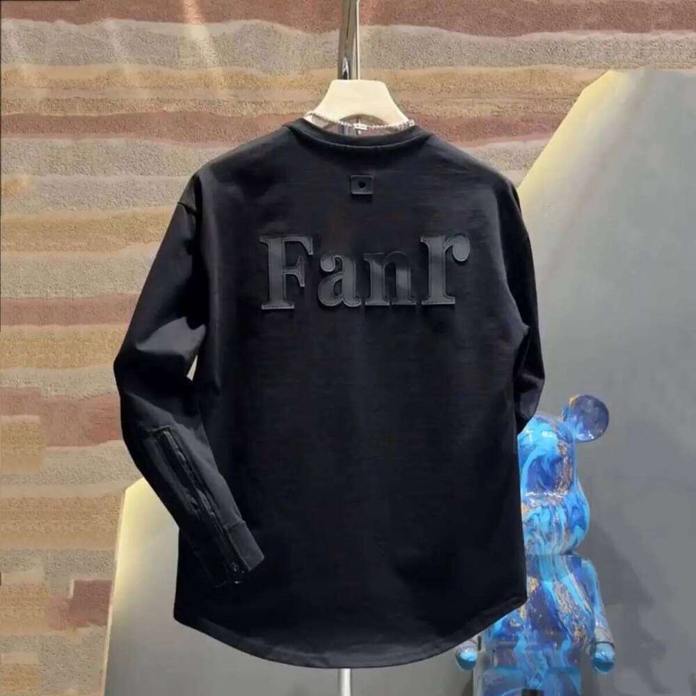 New Letter Casual Zipper Round Neck Sweatshirt Men's Trendy Brand Versatile Couple's Loose T-Shirt Base Shirt