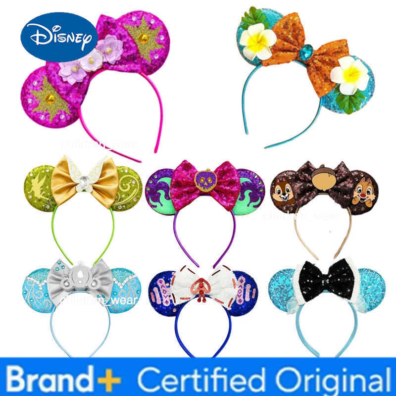 Disney Newest Mickey Mouse Ears Headband Cartoon Sequins 5Bow Headwear Girls Children Festival Party DIY Hair Accessories H251226