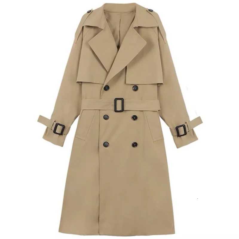 Trench Coat Womens Solid Color Cardigan Mid-length Long Sleeve Lapel TopT251226