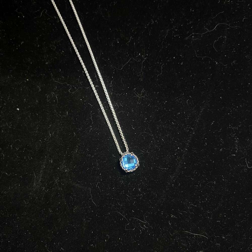 S925 Sterling Silver 2025 New 8mm Gemstone Necklace, Unisex, Fashionable, Trendy, Retro, Luxurious Jewelry Gift 25N1226