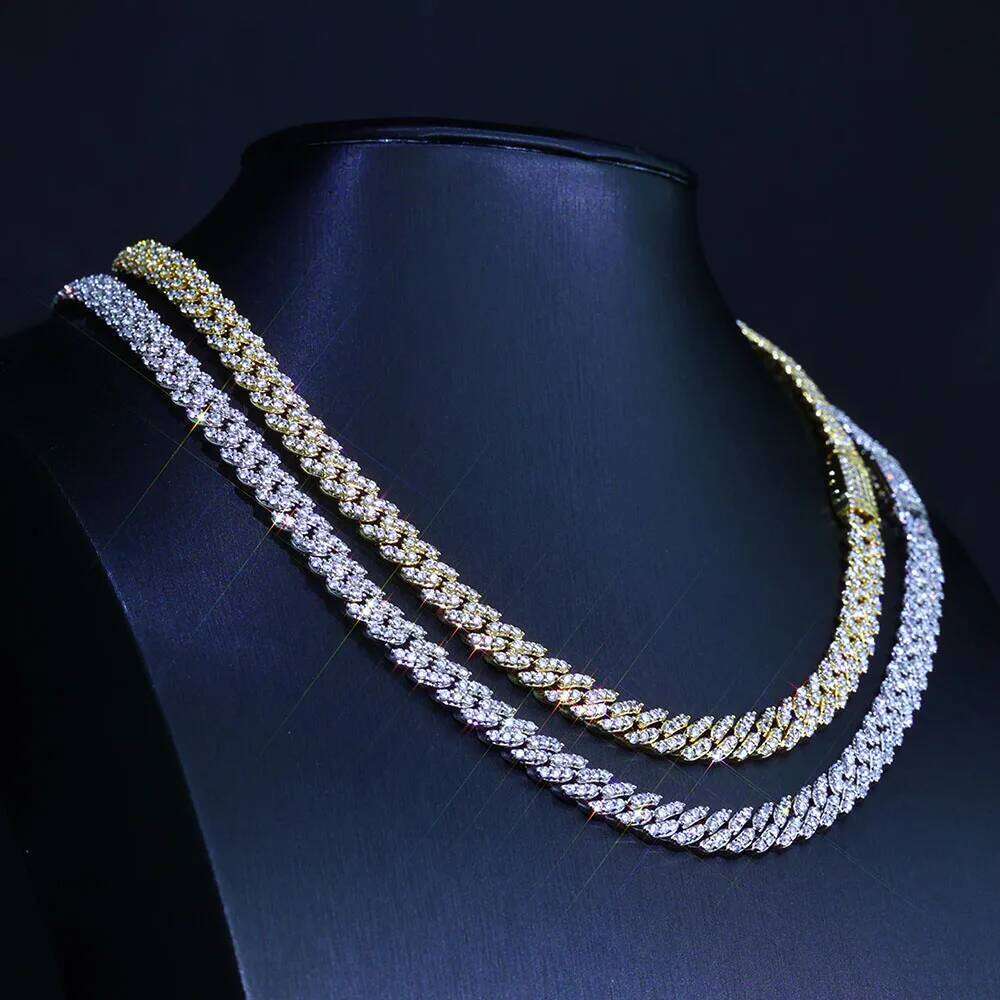jewelry 8MM 1Row Iced Out Necklace Bling CZ Miami Cuban Link Chain For Women Men's Hip Hop Jewelry Gifts