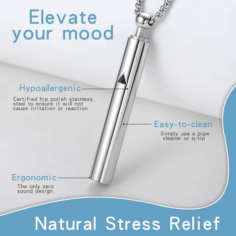 Anxiety Mindfulness Breathing Breathlace Breathe Easy Stainless Steel Pendant Necklace for Natural Calm & Stre 25N1226