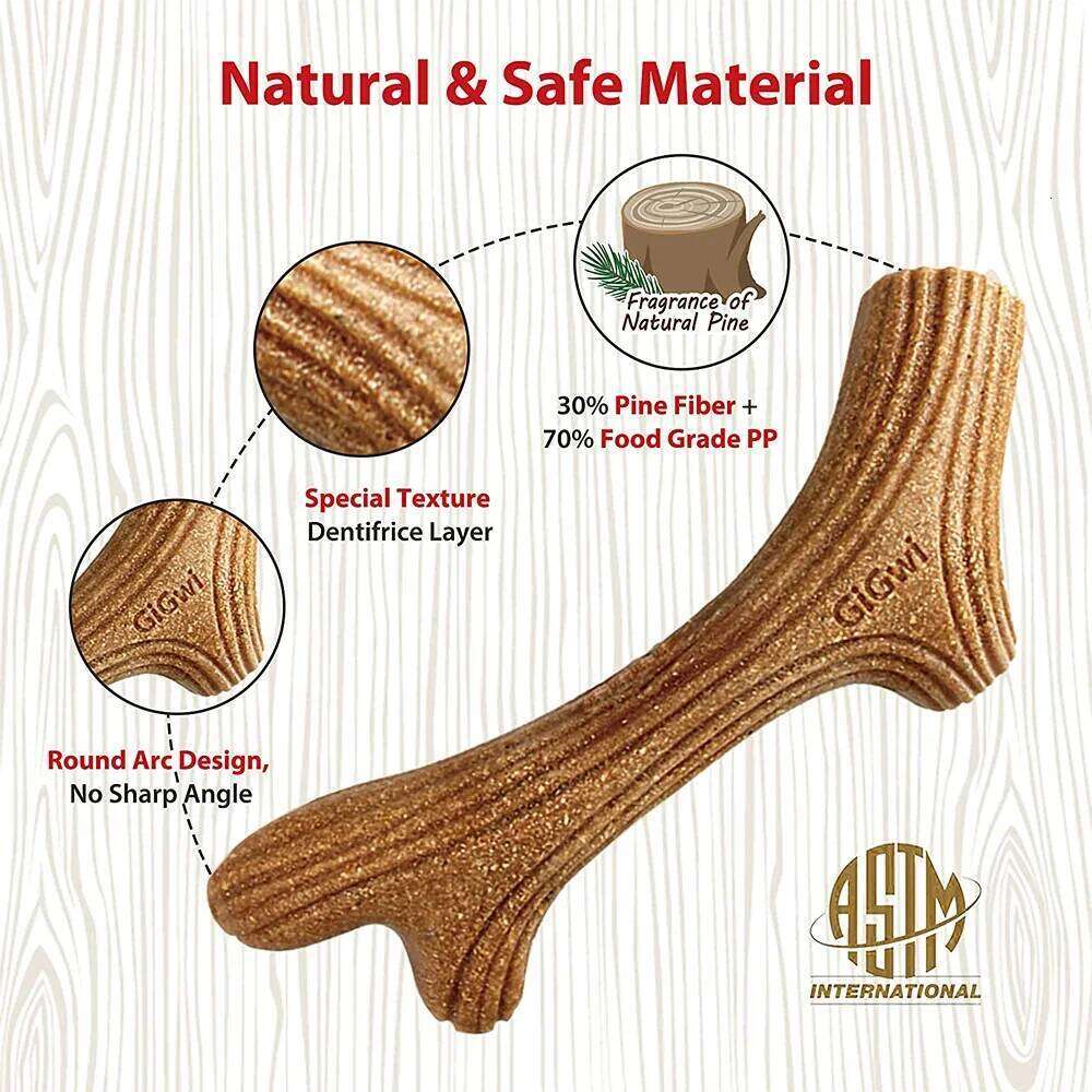 Gigwi Chew Real Wooden Deer Antlers for Aggressive Chewers Large Dog Chewing Indestructible Tough Durable Pet Toys Gift 25N1226