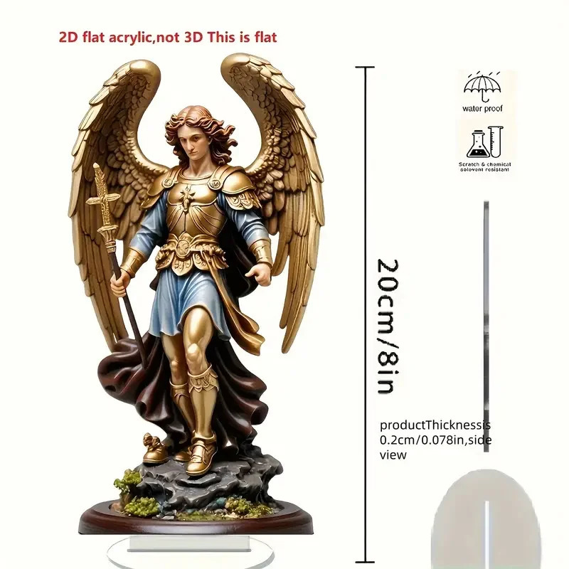 Archangel Michael statue ornament golden winged guardian angel holding sword religious home and office decora classicornament 251226 - view 6