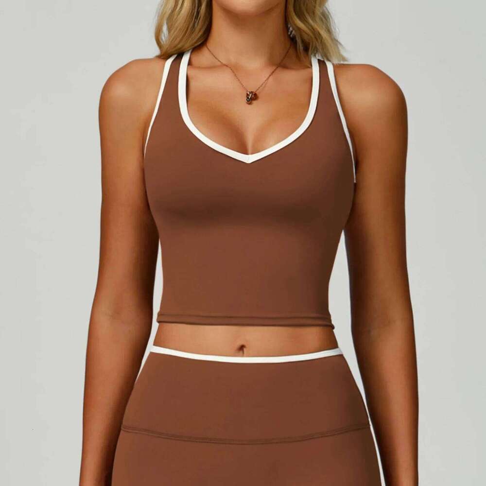 Color Block Sport Bra Vest Women high strength Tight Top Comprehensive Training Gym Workout Yoga Underwear With Chest Pad 25T1226