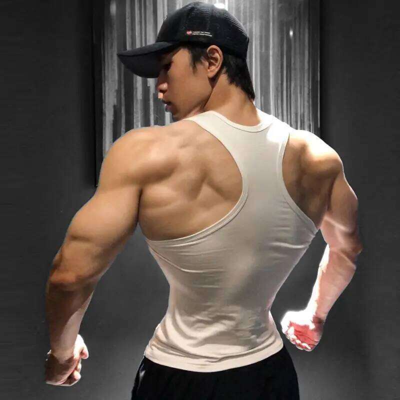 Ice Silk Large Size Men's Tank Top Summer Inner Wear Sleeveless Gym Crossbar Sports Tight Base Thin Style