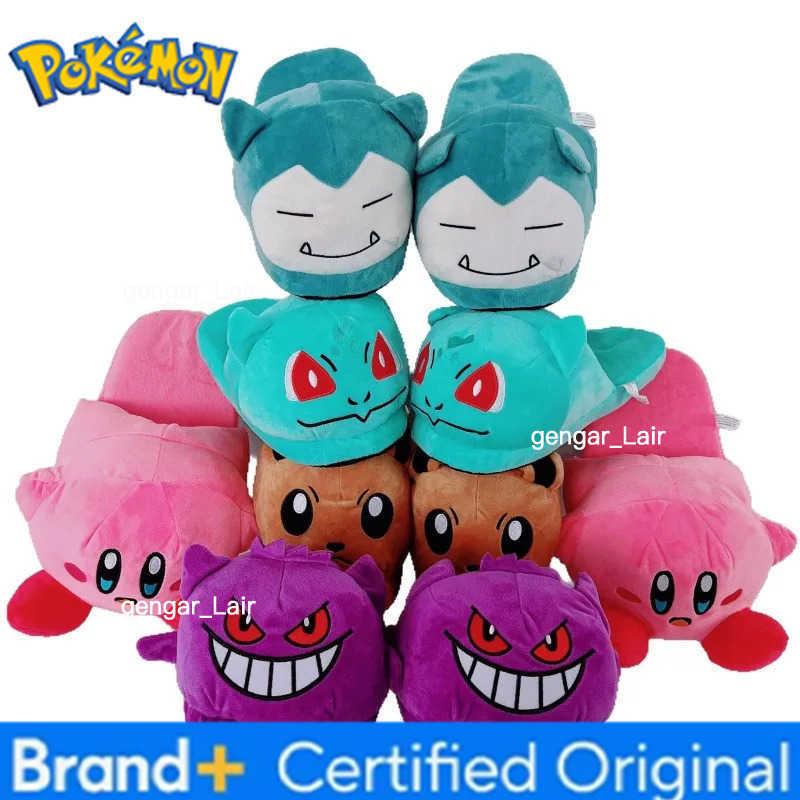 Pokemon Anime Pikachu Snorlax Eevee Plush Cotton Slippers Couple Indoor Soft Non-Slip Home Shoes Kawaii Slippers for Man Women W251226