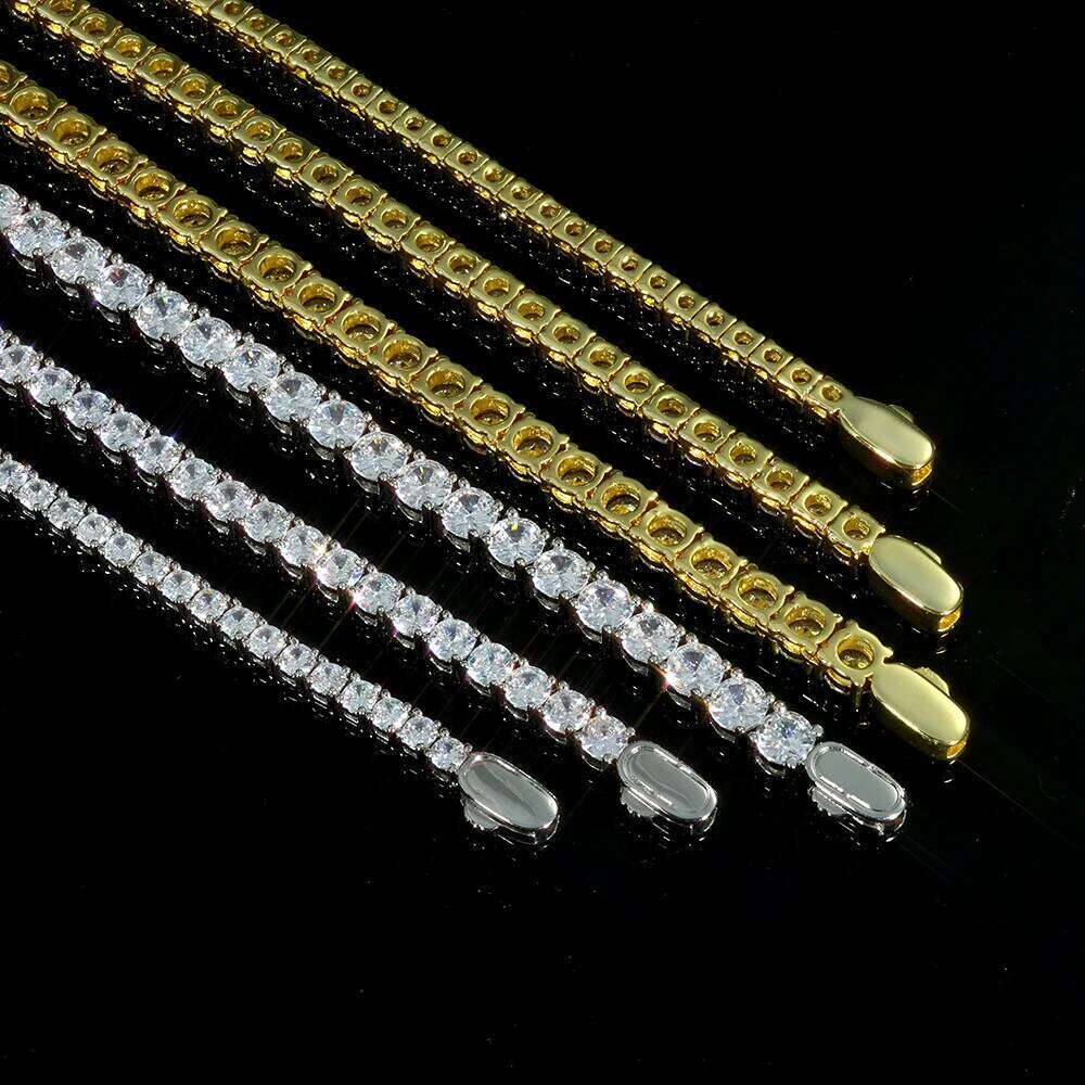 jewelry New Style Iced Out Bling Diamond Bracelet 3/4/5MM Cubic Zirconia Tennis Chain Spring Buckle Hip Hop Jewelry