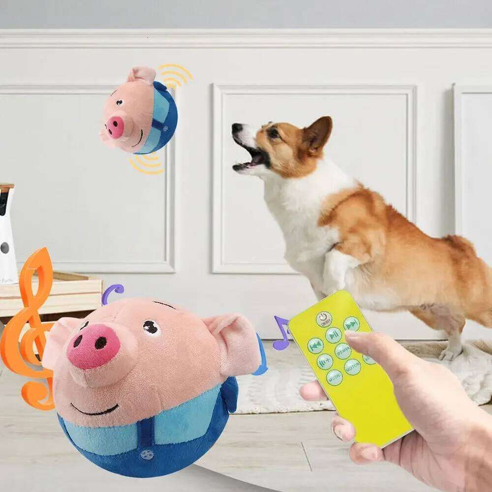 Electronic Pet Bouncing Jump Music Vibration Bite Puppy Ball Interactive Dog Chewing Moving Plush Doll Toy 25N1226